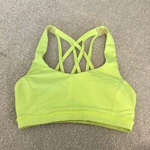 Neon Yellow Lulu Strappy Sports Bra
